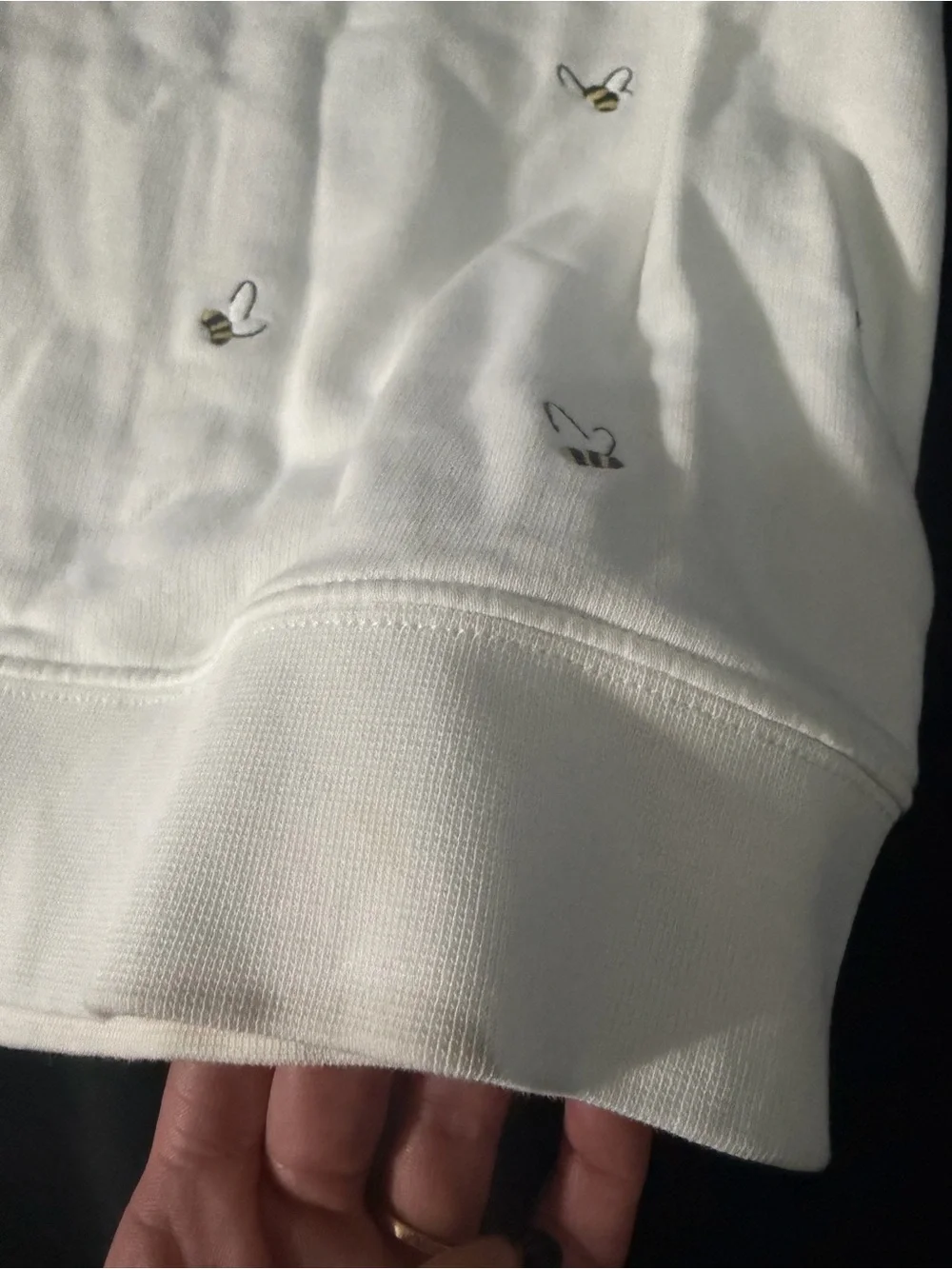 Women’s Cream Short-Sleeve Embroidered bees Top